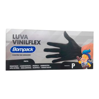 138756-Luva-Vinilflex-P-Sem-Po-Preta-Com-100-UN-BOMPACK