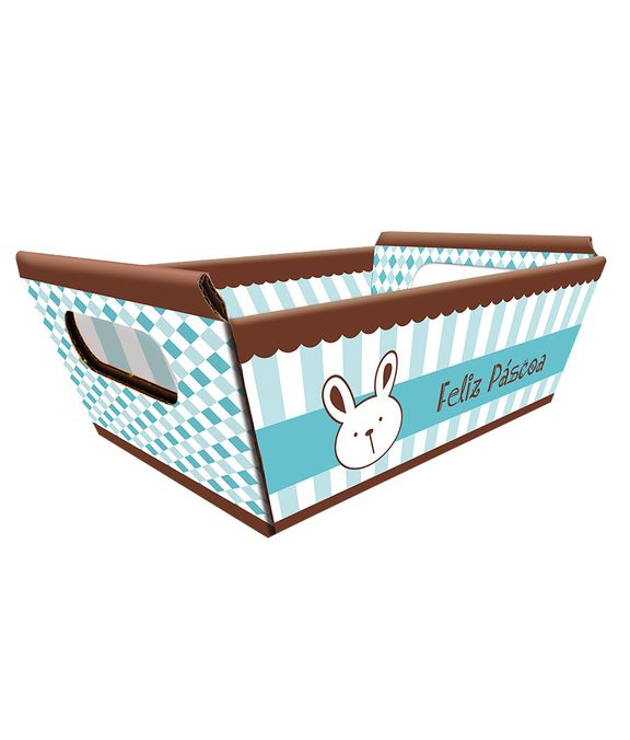 Cesta De Cartao Feliz Pascoa Azul G 3517 Un Kid Art Lojasantoantonio
