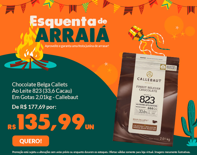 # SEMANA DO ARRAIA - CHOCOLATE BELGA CALLETS AO LEITE 823 (33,6% CACAU) - GOTAS 2,01KG CALLEBAUT